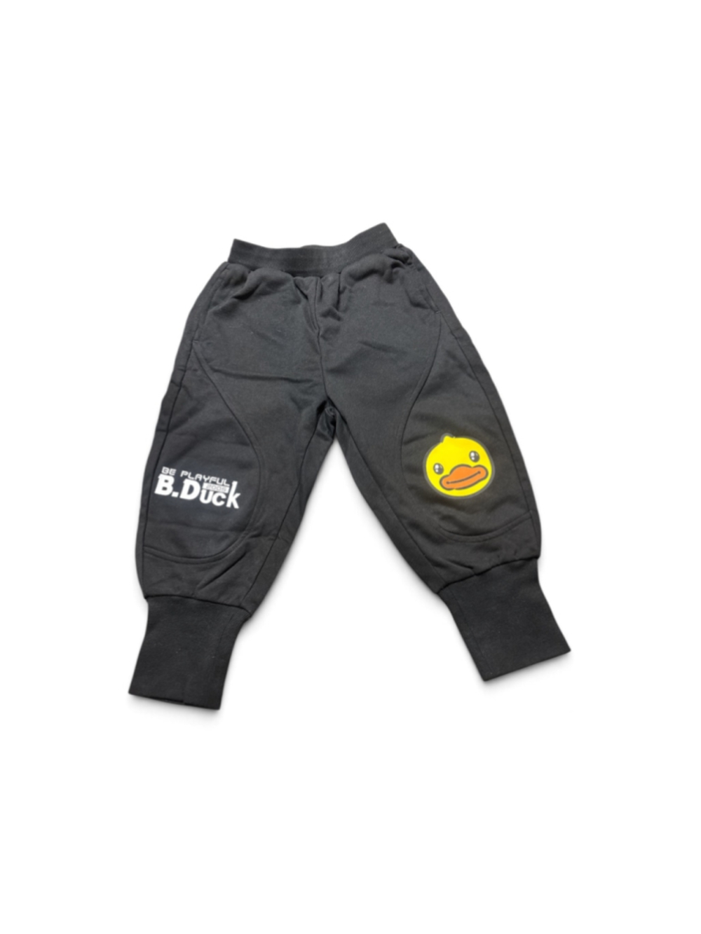 Boys B.Duck Black Jogger Sweatpants Size 4T with Yellow Duck Graphic